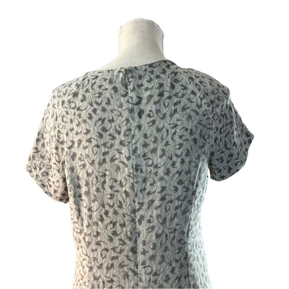 Alfani Green Abstract 100% Silk Short Sleeve Maxi 52”Dress Sz 12 Lined 1/2 Zip - Picture 5 of 15